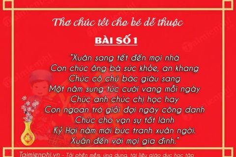 Các bài thơ chúc Tết cho bé hay, dễ học thuộc