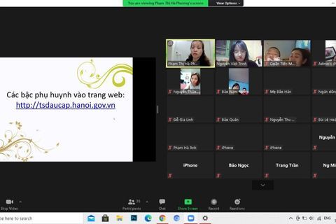 Khối mẫu giáo lớn trường Mẫu giáo Số 10 tổ chức họp phụ huynh trực tuyến, tổng kết năm học 2020-2021.
