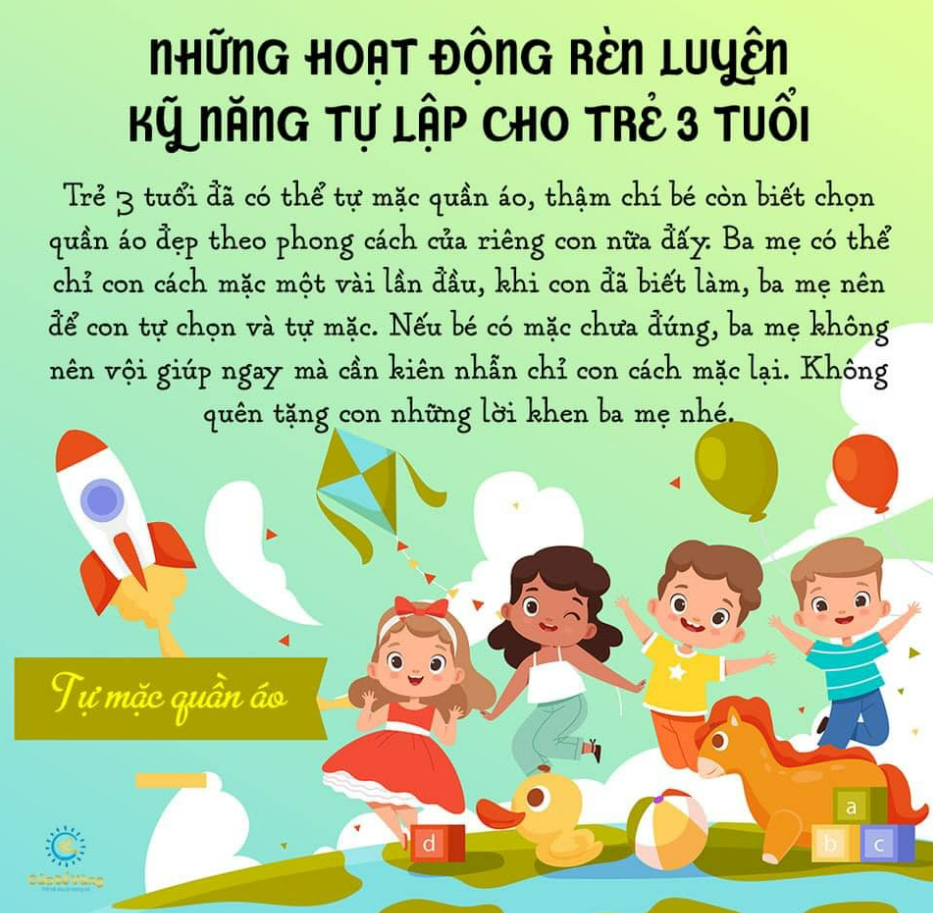NHỮNG HOẠT ĐỘNG RÈN LUYỆN KỸ NĂNG TỰ LẬP CHO TRẺ 3 TUỔI