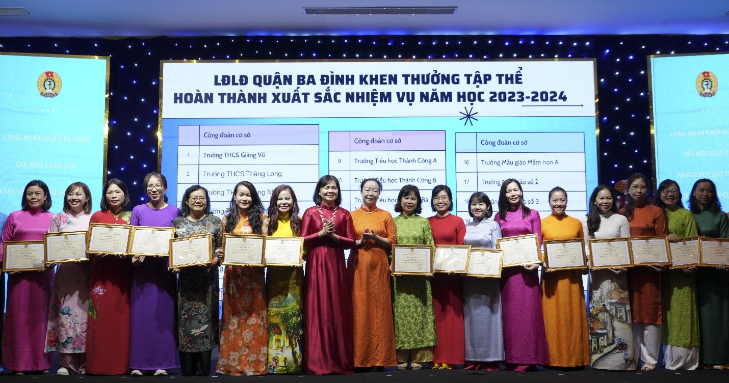 TRƯỜNG MẪU GIÁO SỐ 10 NHẬN GIẤY KHEN HOÀN THÀNH XUẤT SẮC NHIỆM VỤ TẠI HỘI NGHỊ TỔNG KẾT HOẠT ĐỘNG  CÔNG ĐOÀN KHỐI GIÁO DỤC NĂM HỌC 2023-2024