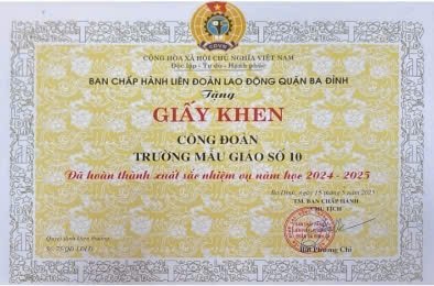 Công đoàn Trường Mẫu giáo Số 10 với tinh thần trách nhiệm đã gặt hái thành tích xuất sắc trong hoạt động công đoàn