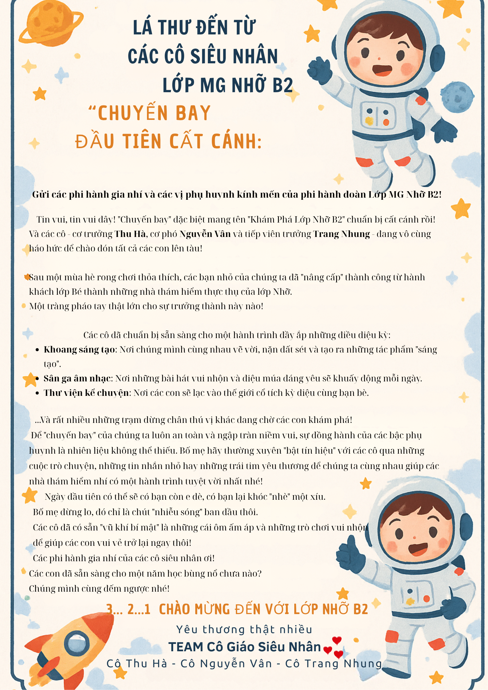 Lá Thư Yêu Thương gửi các bé lớp MG Nhỡ B2